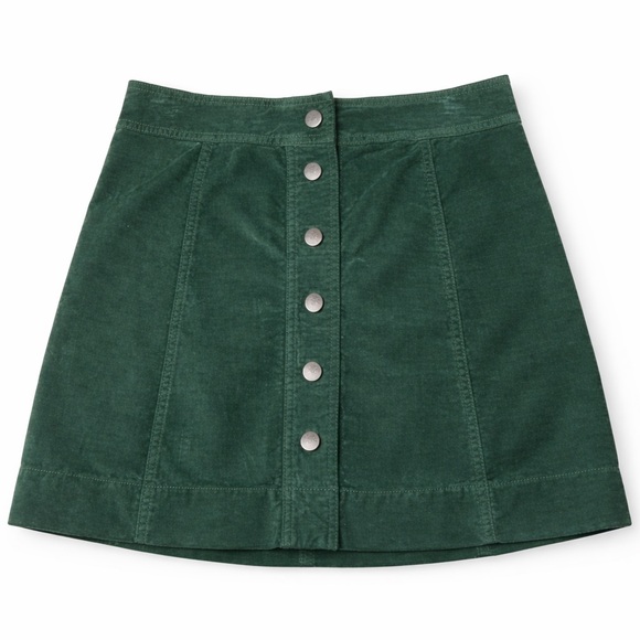 Madewell Skirt Women 2 Y2K Green Button-Front A-Line Corduroy Mini Boho 90s - Picture 4 of 13